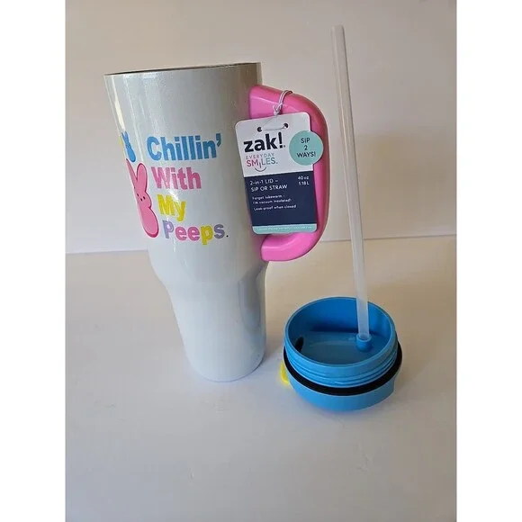 Zak! Easter Chillin' With My Peeps 40 oz  2-in-1 Lid ~ Sip or Straw Tumbler NEW! - Picture 6 of 8